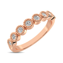 Cargar imagen en el visor de la galería, Diamond 1/4 Ctw Stackable Bezel Band with Beaded Setting in 14K Rose Gold