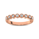 Diamond 1/4 Ctw Stackable Bezel Band with Beaded Setting in 14K Rose Gold