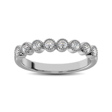 Cargar imagen en el visor de la galería, Diamond 1/4 Ctw Stackable Bezel Band with Beaded Setting in 14K White Gold