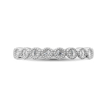 Cargar imagen en el visor de la galería, Diamond 1/4 Ctw Stackable Bezel Band with Beaded Setting in 14K White Gold