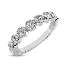 Load image into Gallery viewer, Diamond 1/4 Ctw Stackable Bezel Band with Beaded Setting in 14K White Gold