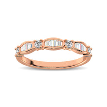 Load image into Gallery viewer, 14K Rose Gold 1/4 Ctw Round and Tapper Diamond Band Ring