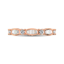 Load image into Gallery viewer, 14K Rose Gold 1/4 Ctw Round and Tapper Diamond Band Ring