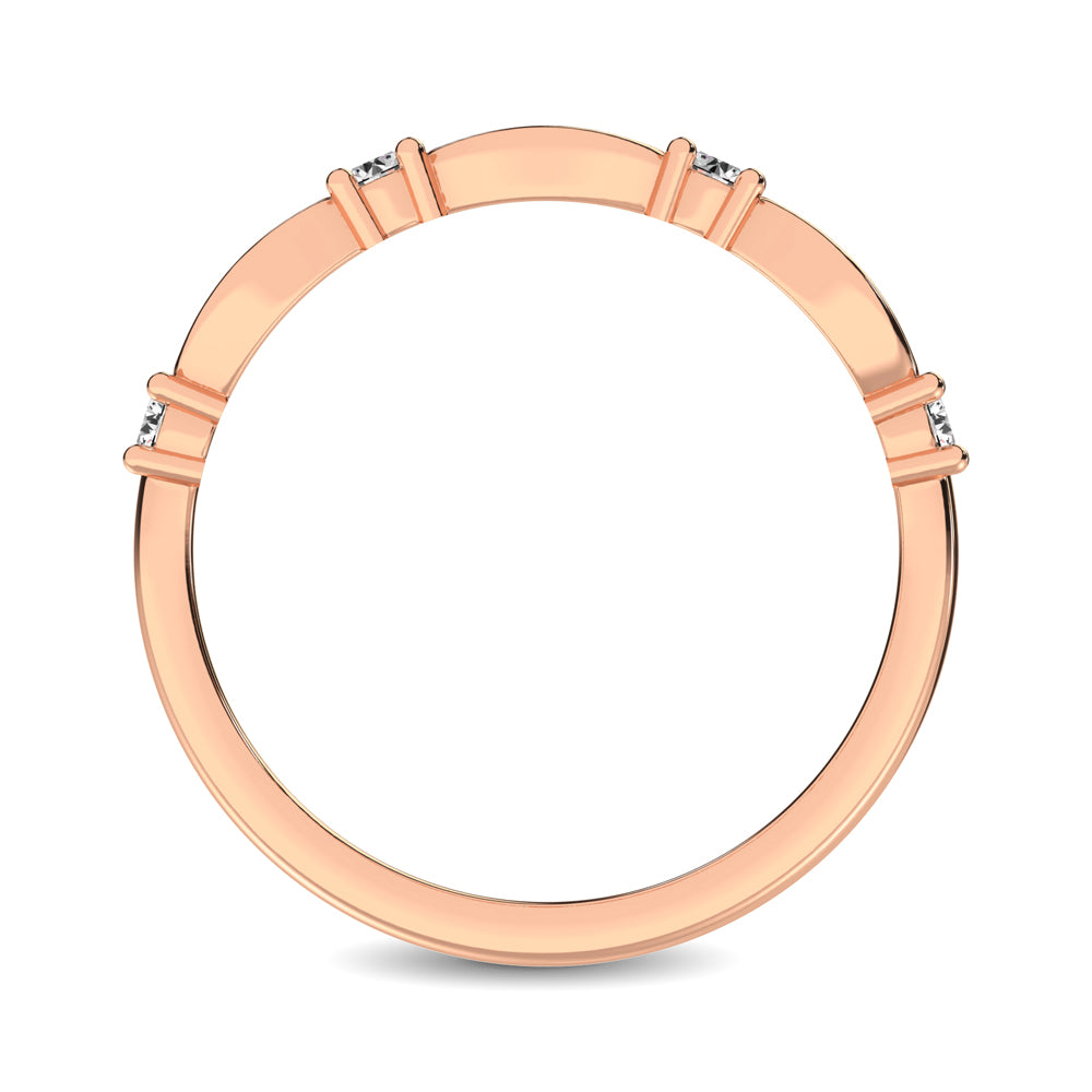 14K Rose Gold 1/4 Ctw Round and Tapper Diamond Band Ring