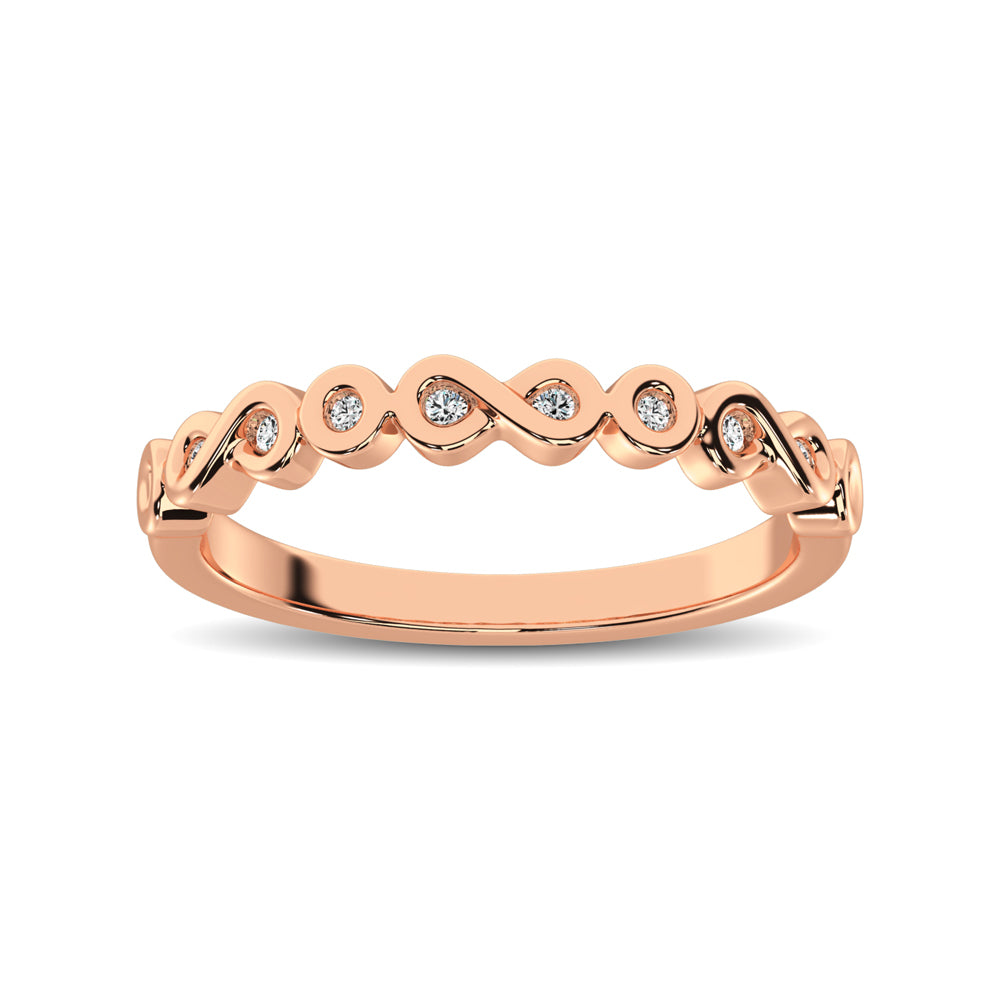 14K Rose Gold 1/10 Ctw Diamond Band