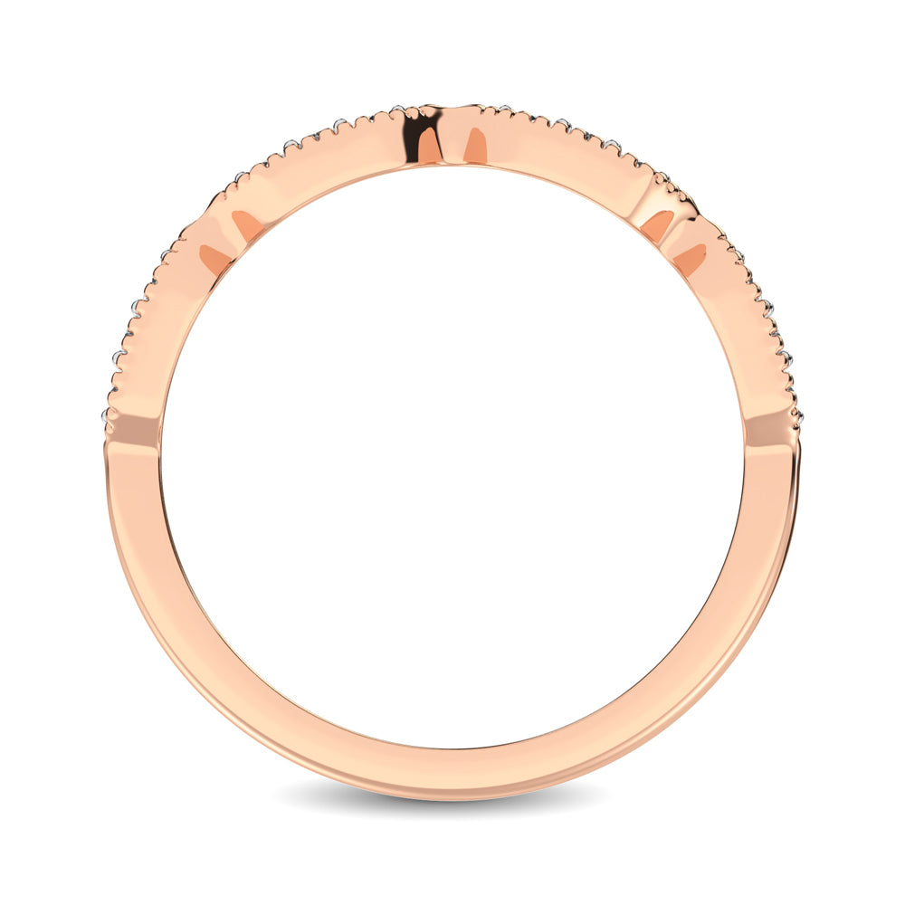 Beaded Style Band set with 1/6 Ctw Diamond in 14K Rose Gold