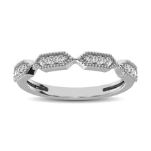 Load image into Gallery viewer, Beaded Style Band set with 1/6 Ctw Diamond in 14K White Gold