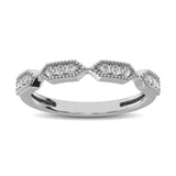 Beaded Style Band set with 1/6 Ctw Diamond in 14K White Gold