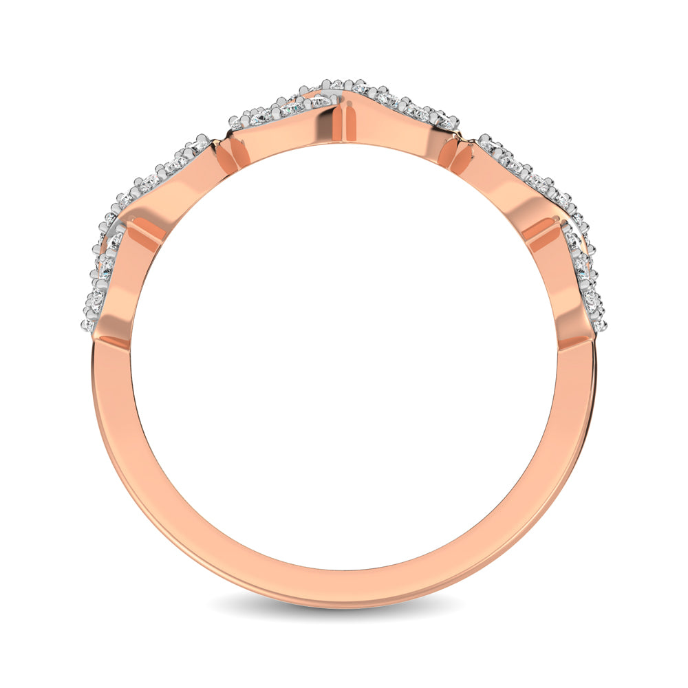 14K Rose Gold 1/4 Ct.Tw. Diamond Open Frame Stackable Band