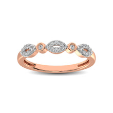 Cargar imagen en el visor de la galería, Round and Marquise Shape 1/6 Ctw Diamond Stackable Band in 10K Rose Gold