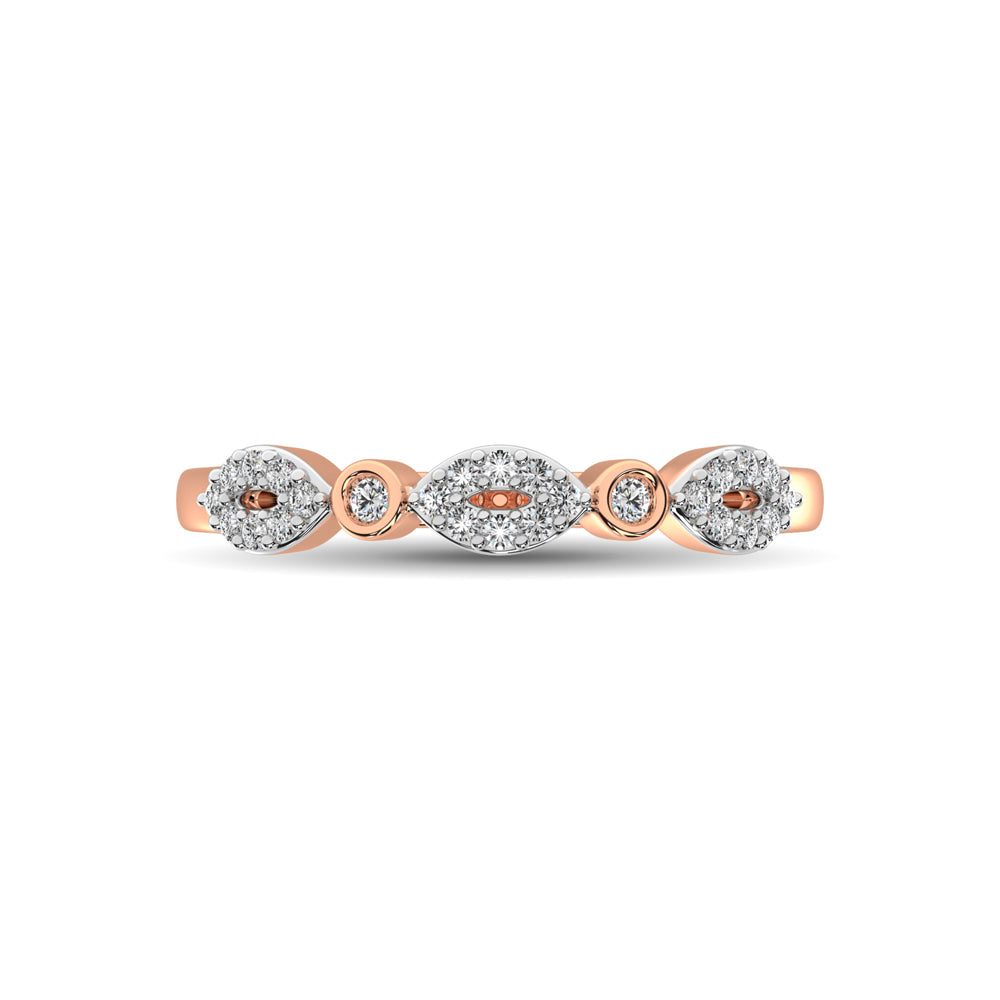 Round and Marquise Shape 1/6 Ctw Diamond Stackable Band in 10K Rose Gold