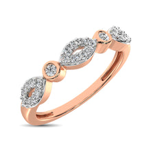 Cargar imagen en el visor de la galería, Round and Marquise Shape 1/6 Ctw Diamond Stackable Band in 10K Rose Gold