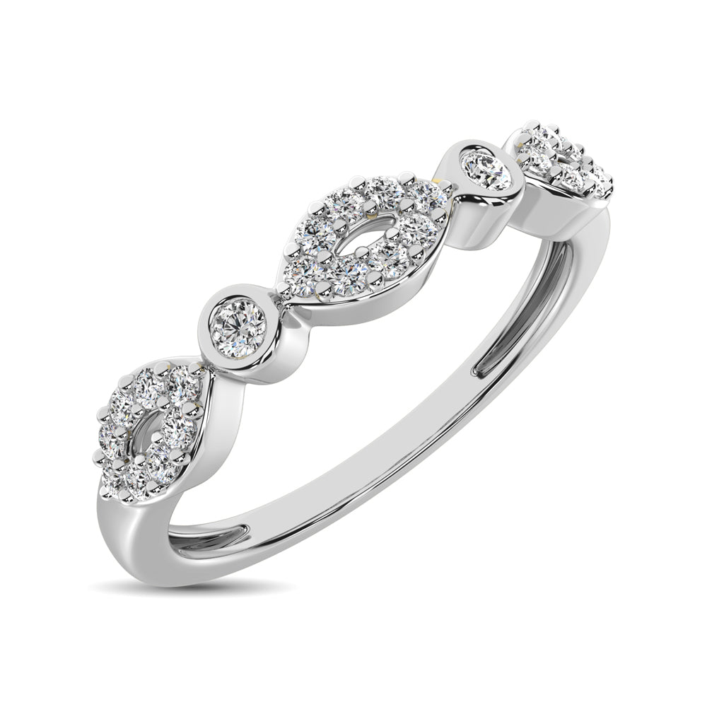 Round and Marquise Shape 1/6 Ctw Diamond Stackable Band