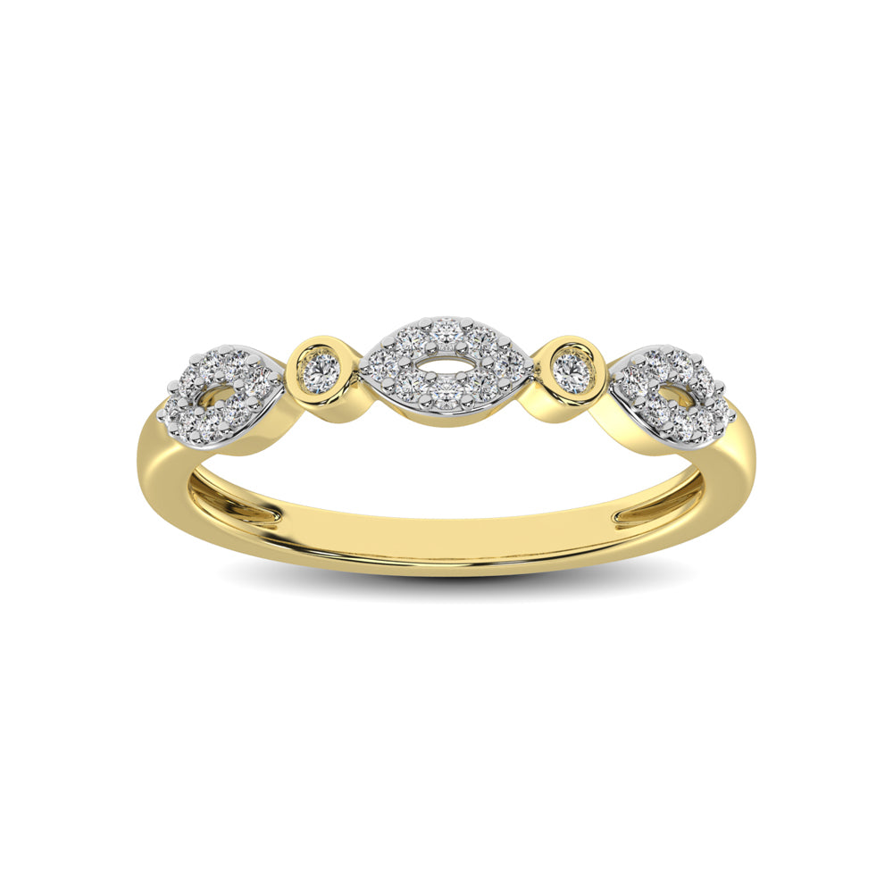 Round and Marquise Shape 1/6 Ctw Diamond Stackable Band in 10K Yellow Gold