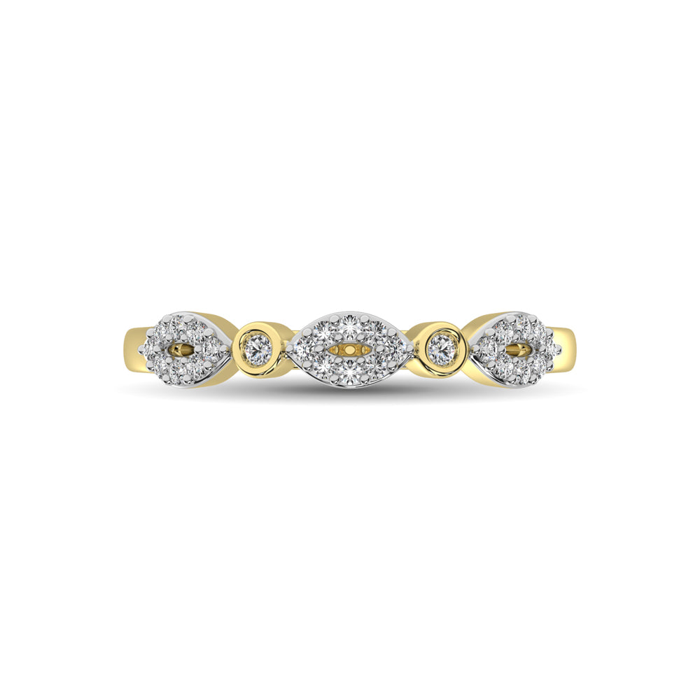 Round and Marquise Shape 1/6 Ctw Diamond Stackable Band in 10K Yellow Gold