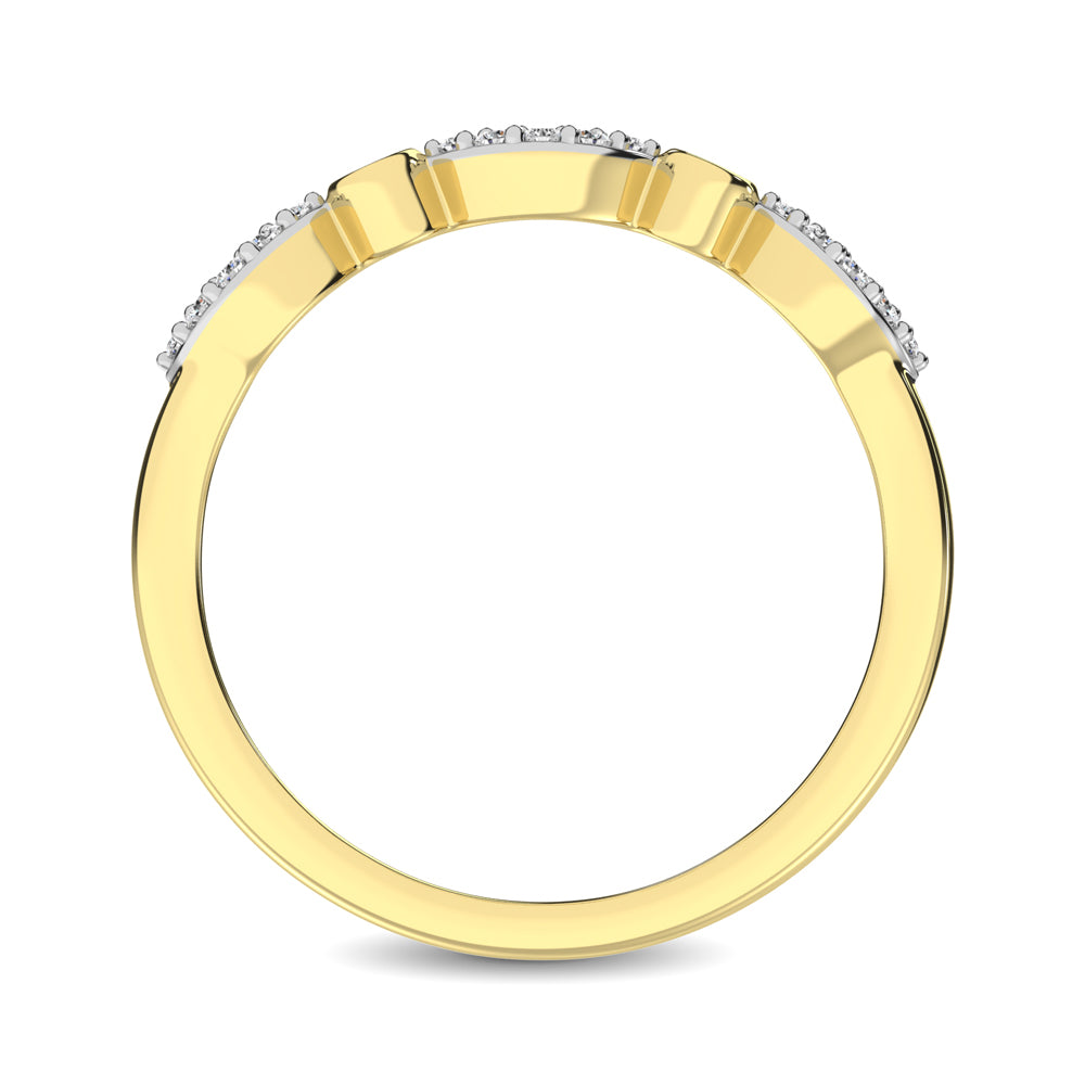 Round and Marquise Shape 1/6 Ctw Diamond Stackable Band in 10K Yellow Gold