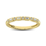 14K Yellow Gold 1/10 Ctw Round and Tapper Diamond Band Ring