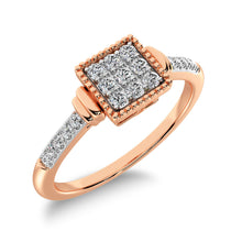 Cargar imagen en el visor de la galería, 10K Rose Gold 1/6 Ctw Diamond Square Frame Ring