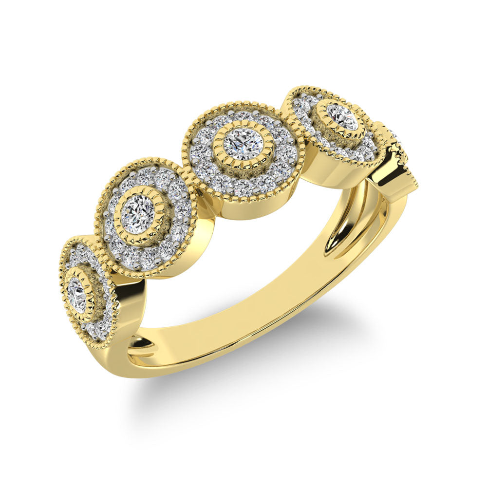 10K Yellow Gold 2/5 Ct.Tw. Diamond Fashion Ring With Milgrain Detail