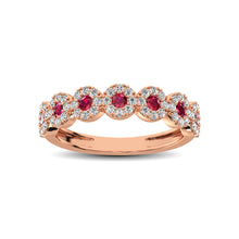 Cargar imagen en el visor de la galería, 14K Rose Gold 5/8 Ct.Tw. Diamond &amp; Ruby Stackable Band