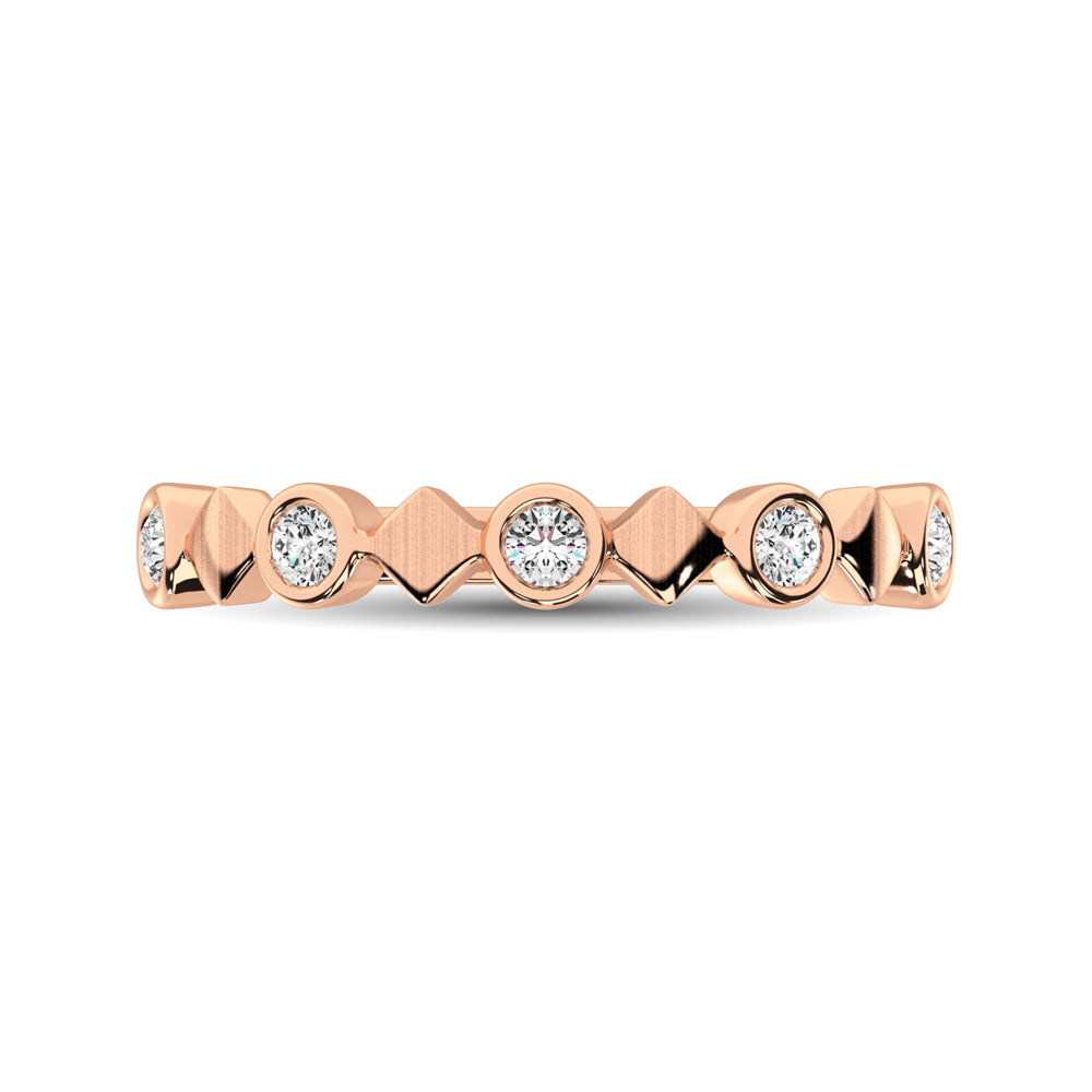 14K Rose Gold 1/6 Ct.Tw. Diamond Bezel Set Stackable Band