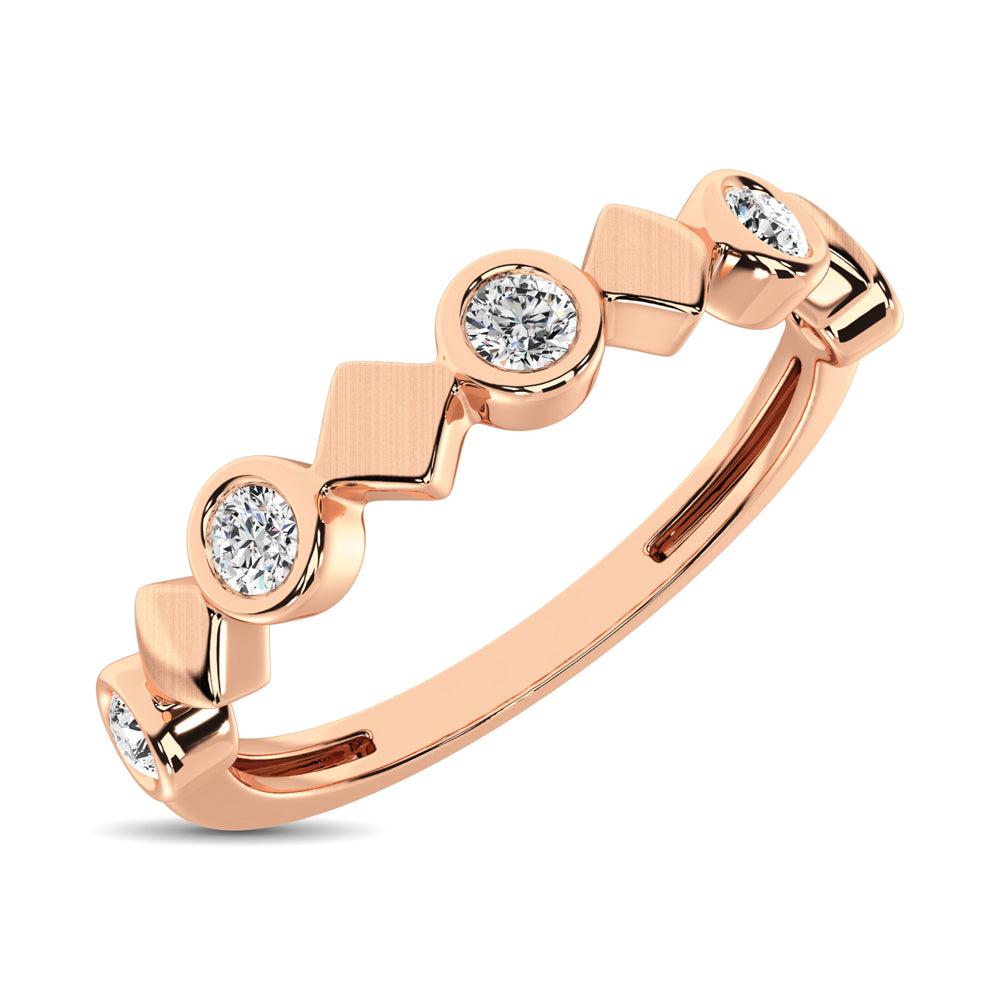 14K Rose Gold 1/6 Ct.Tw. Diamond Bezel Set Stackable Band