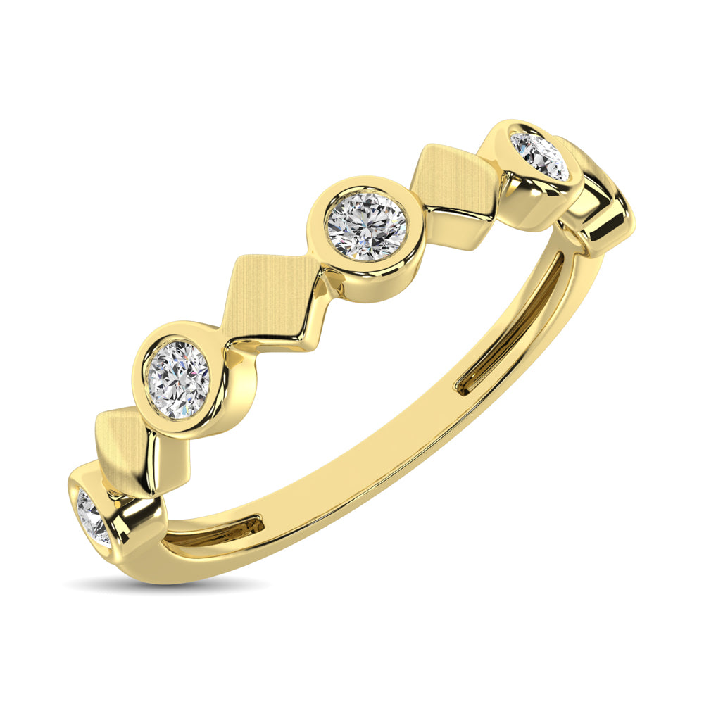 14K Yellow Gold 1/6 Ct.Tw. Diamond Bezel Set Stackable Band