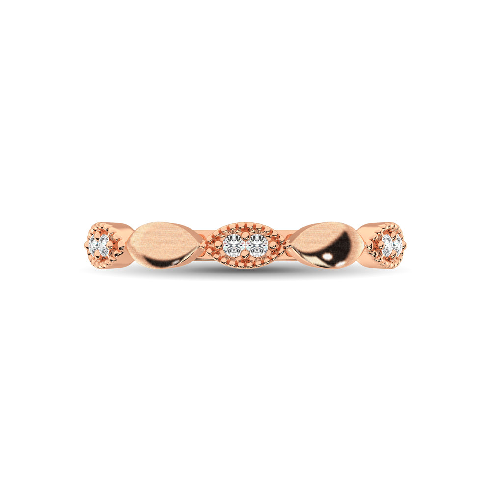 14K Rose Gold 1/10 Ct.Tw. Diamond Marquise Shape Stackable Band