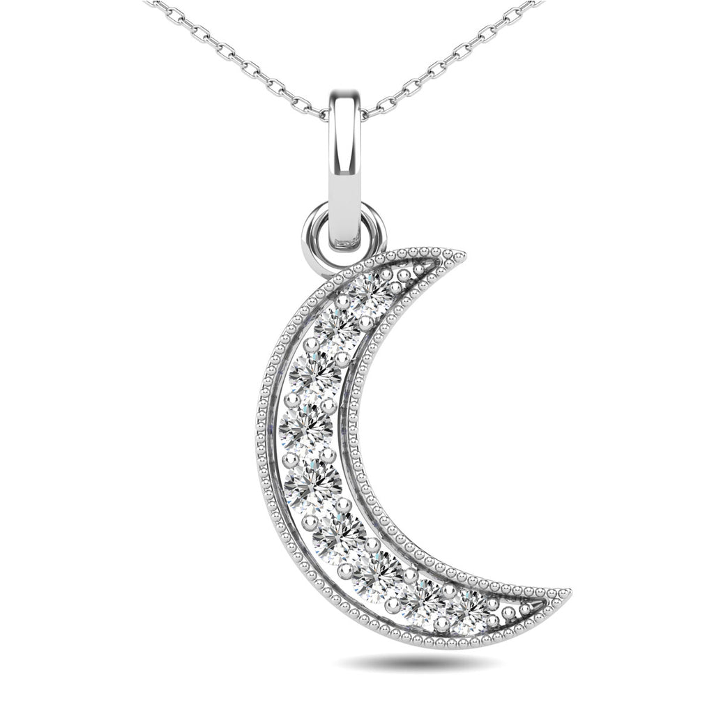 Diamante 1/10 Ct.Tw. Colgante de luna creciente en oro blanco de 10 qt