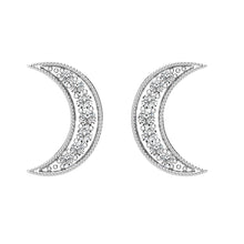 Load image into Gallery viewer, Diamond 1/6 Ct.Tw. Crescent Moon Earrings in 10K White Gold