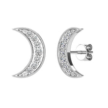 Cargar imagen en el visor de la galería, Diamond 1/6 Ct.Tw. Crescent Moon Earrings in 10K White Gold