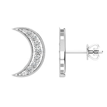 Cargar imagen en el visor de la galería, Diamond 1/6 Ct.Tw. Crescent Moon Earrings in 10K White Gold