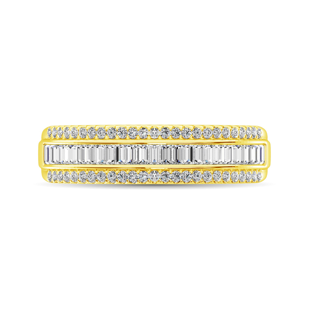 14K Yellow Gold Round and Baguette Diamond 2/5 Ct.Tw. Anniversary Band