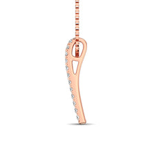 Load image into Gallery viewer, 14K Rose Gold Round and Baguette Diamond 1/3 Ct.Tw. Drop Bar Pendant