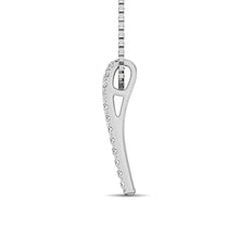 Load image into Gallery viewer, 14K White Gold Round and Baguette Diamond 1/3 Ct.Tw. Drop Bar Pendant