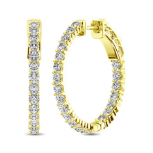 Cargar imagen en el visor de la galería, 10K Yellow Gold Diamond 1 1/2 Ct.Tw. In and Out Hoop Earrings