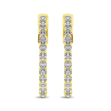 Cargar imagen en el visor de la galería, 10K Yellow Gold Diamond 1 1/2 Ct.Tw. In and Out Hoop Earrings