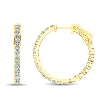 Cargar imagen en el visor de la galería, 10K Yellow Gold Diamond 1 1/2 Ct.Tw. In and Out Hoop Earrings