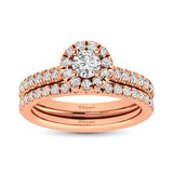 Diamond Classic Shank Single Halo Bridal Ring 1 ct tw Round Cut in 14K Rose Gold