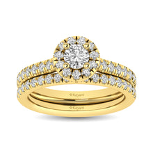 Cargar imagen en el visor de la galería, Diamond Classic Shank Single Halo Bridal Ring 1 ct tw Round Cut in 14K Yellow Gold