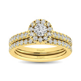 Diamond Classic Shank Single Halo Bridal Ring 1 ct tw Round Cut in 14K Yellow Gold