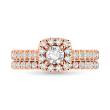 Cargar imagen en el visor de la galería, Diamond Classic Shank Single Halo Bridal Ring 1 ct tw Round Cut in 14K Rose Gold