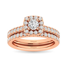 Load image into Gallery viewer, Diamond Classic Shank Single Halo Bridal Ring 1 ct tw Round Cut in 14K Rose Gold