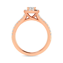 Cargar imagen en el visor de la galería, Diamond Classic Shank Single Halo Bridal Ring 1 ct tw Round Cut in 14K Rose Gold