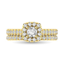 Cargar imagen en el visor de la galería, Diamond Classic Shank Single Halo Bridal Ring 1 ct tw Round Cut in 14K Yellow Gold