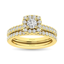 Cargar imagen en el visor de la galería, Diamond Classic Shank Single Halo Bridal Ring 1 ct tw Round Cut in 14K Yellow Gold