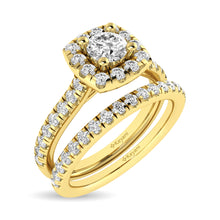 Load image into Gallery viewer, Diamond Classic Shank Single Halo Bridal Ring 1 ct tw Round Cut in 14K Yellow Gold