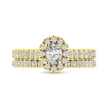 Cargar imagen en el visor de la galería, Diamond Classic Shank Single Halo Bridal Ring 1 ct tw Oval Cut in 14K Yellow Gold