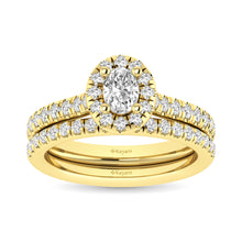 Cargar imagen en el visor de la galería, Diamond Classic Shank Single Halo Bridal Ring 1 ct tw Oval Cut in 14K Yellow Gold