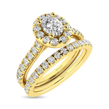 Cargar imagen en el visor de la galería, Diamond Classic Shank Single Halo Bridal Ring 1 ct tw Oval Cut in 14K Yellow Gold